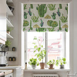 ANVIGE Pastoral Cactus Printed Customized Roman Shades ,Easy Install Washable Curtains ,Customized Window Curtain Drape, 24"W X 64"H