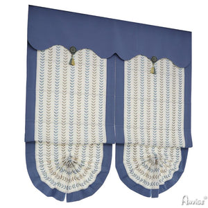 ANVIGE Pastoral Leaves With Blue Band Roman Shades ,Easy Install Washable Curtains ,Customized Window Curtain Drape, 24"W X 64"H