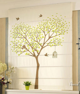 ANVIGE Pastoral Lucky Tree Customized Roman Shades ,Easy Install Washable Curtains ,Customized Window Curtain Drape, 24"W X 64"H