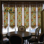 ANVIGE Pastoral Vntage Flowers Printed Customized Fan Roman Shades ,Easy Install Washable Curtains ,Customized Window Curtain Drape, 24"W X 64"H