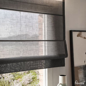 Anvige Home Textile Roman Shade Copy of Anvige Modern Flat Sheer Roman Shades,Hardware For Installation Included,Window Treatment,Custom Roman Blinds,Dark Grey Cotton Linen Fabric