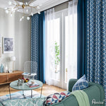ANVIGE Modern Blue Geometric Circles Printed,Grommet Window Curtain Blackout Curtains For Living Room,52''Wx63''L,1 Panel blackout roman shades custom roman shades flat roman shades Curtains
