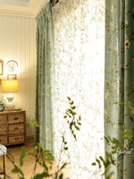 ANVIGE Pastoral Green Color Thicking Fabric Printed,Grommet Window Curtain Blackout Curtains For Living Room,52''Wx63''L,1 Panel blackout roman shades custom roman shades flat roman shades Curtains